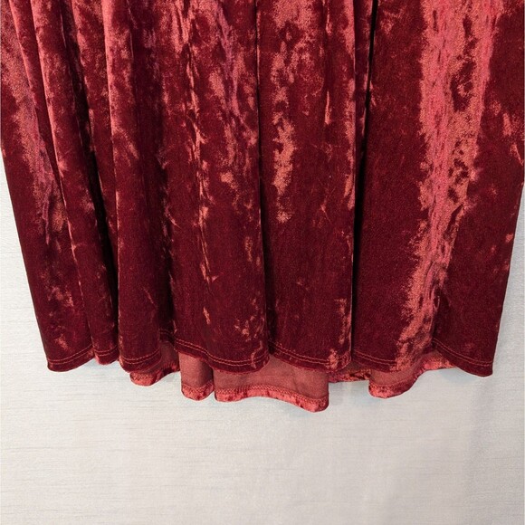 Honeyme Women's SM Velvet Velour Peplum Tunic Rusty Red Whimsygoth Bohemian Boho - Picture 15 of 16